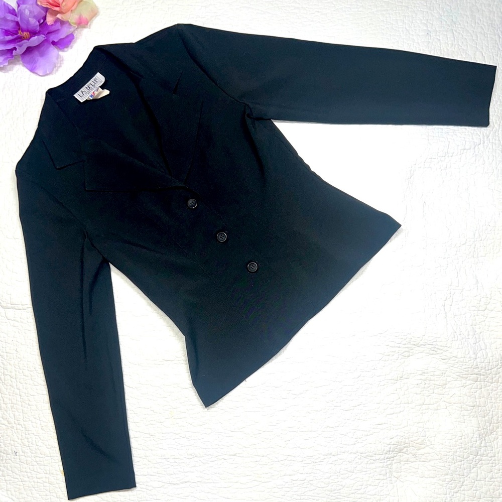 LaBelle Women's Juniors Front Button Black Lightweight Blazer MIU; 9